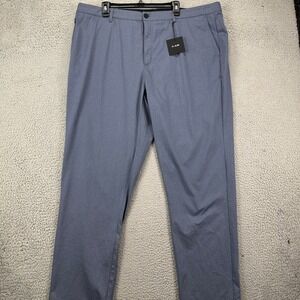 01.Algo Mens Chino Golf Pants 40 Blue Performance Tech Stretch Flex‎ Wicking NEW
